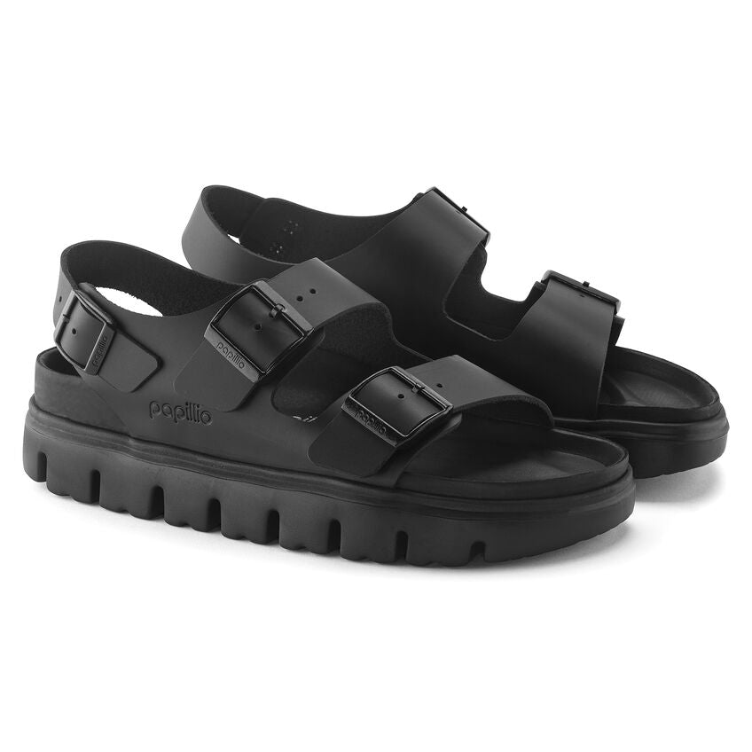 PAPILLIO BIRKENSTOCK MILANO CHUNKY BLACK NATURAL LEATHER