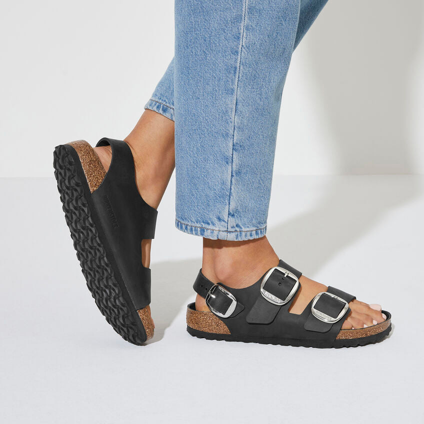 BIRKENSTOCK MILANO BIG BUCKLE BLACK OILED LEATHER