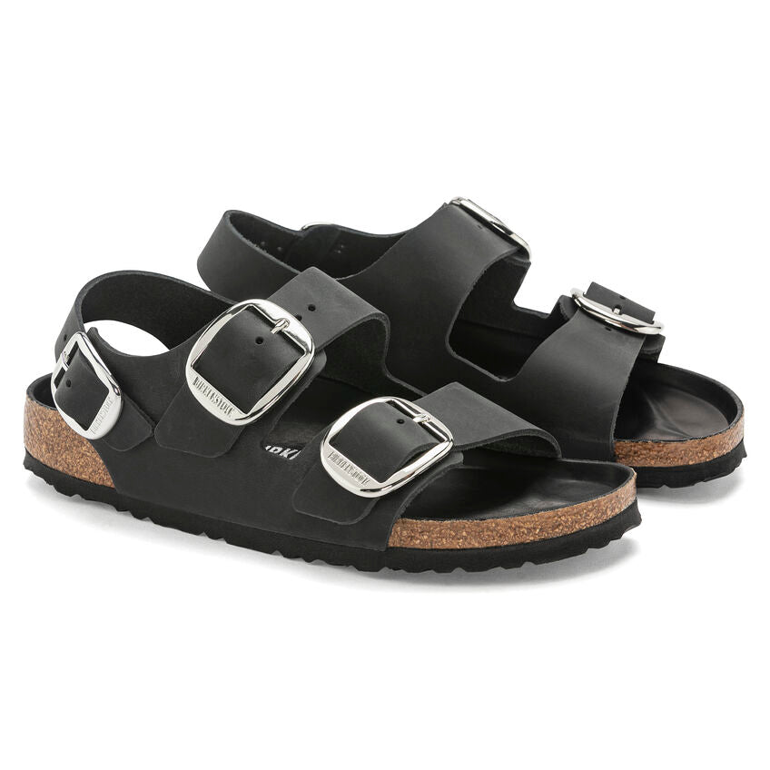 BIRKENSTOCK MILANO BIG BUCKLE BLACK OILED LEATHER