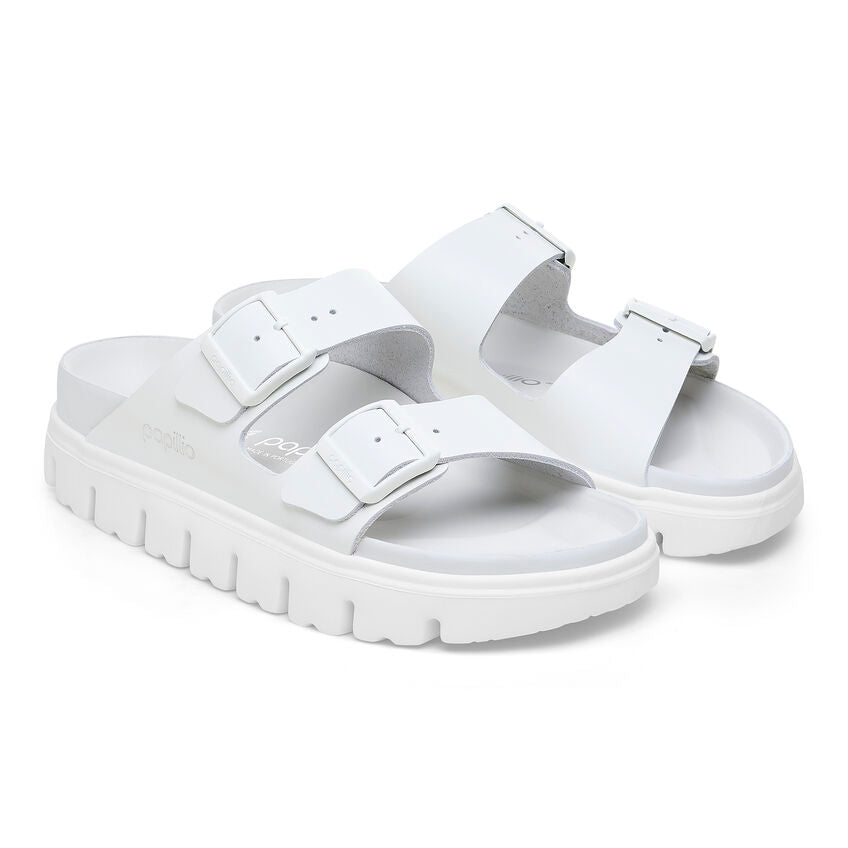 PAPILLIO BIRKENSTOCK ARIZONA CHUNKY EXQUISITE WHITE NATURAL LEATHER